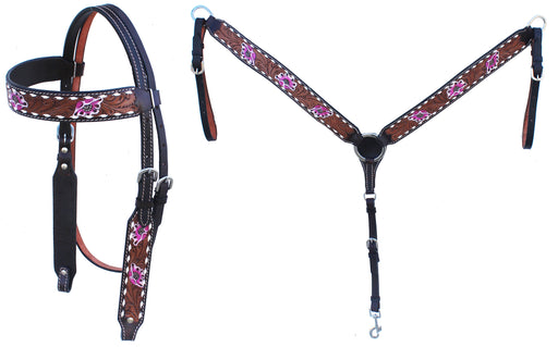 Horse Horse Western Tack Floral Headstall Bridle & Breast Collar Tack Set 78HR68B