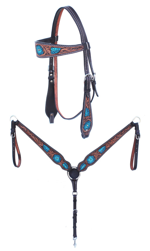 Horse Horse Western Tack Floral Headstall Bridle & Breast Collar Tack Set 78HR70B
