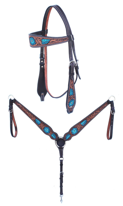 Horse Horse Western Tack Floral Headstall Bridle & Breast Collar Tack Set 78HR70B