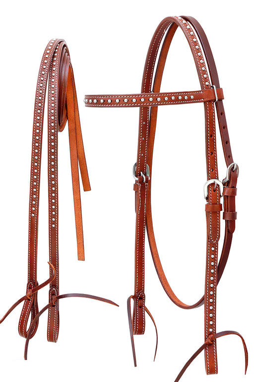 Horse Western Full-Grain Oiled Leather Studded Bridle with Split Reins 78J01