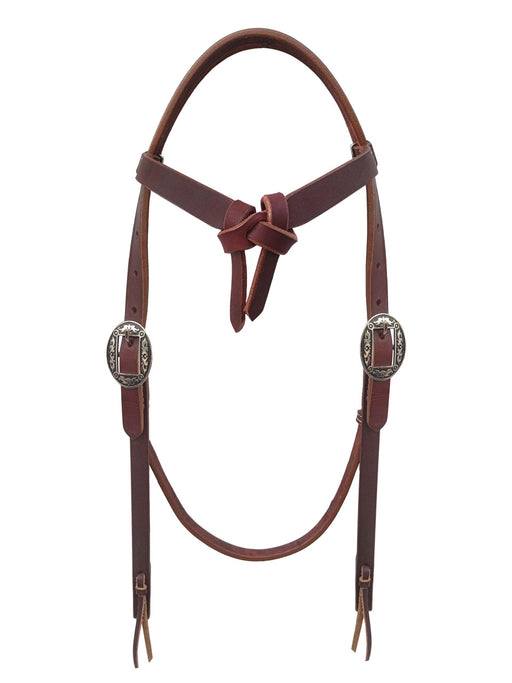 Western Full-Grain Brown Leather Knotted Horse Working Headstall Bridle 78J05