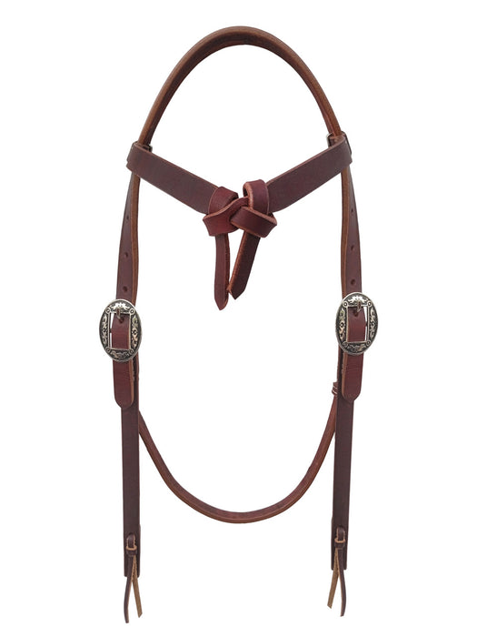 Western Full-Grain Brown Leather Knotted Horse Working Headstall Bridle 78J05