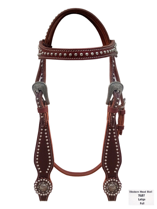 Latigo Leather Western Bridle with Roller  Adjustable Horse Headstall  78JBridle