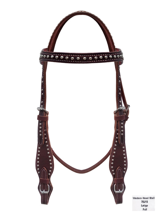 Latigo Leather Western Bridle with Roller  Adjustable Horse Headstall  78JBridle
