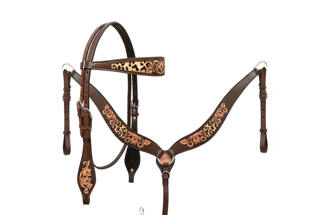 Horse Western Browband Basket Weave Tooled Leather Bridle Breast Collar Tack Set 78RS0311