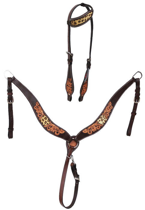 Horse  Western Tooled Leather Bridle & Breast Collar Tack Set