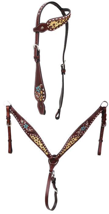 Horse  Western Tooled Leather Bridle & Breast Collar Tack Set