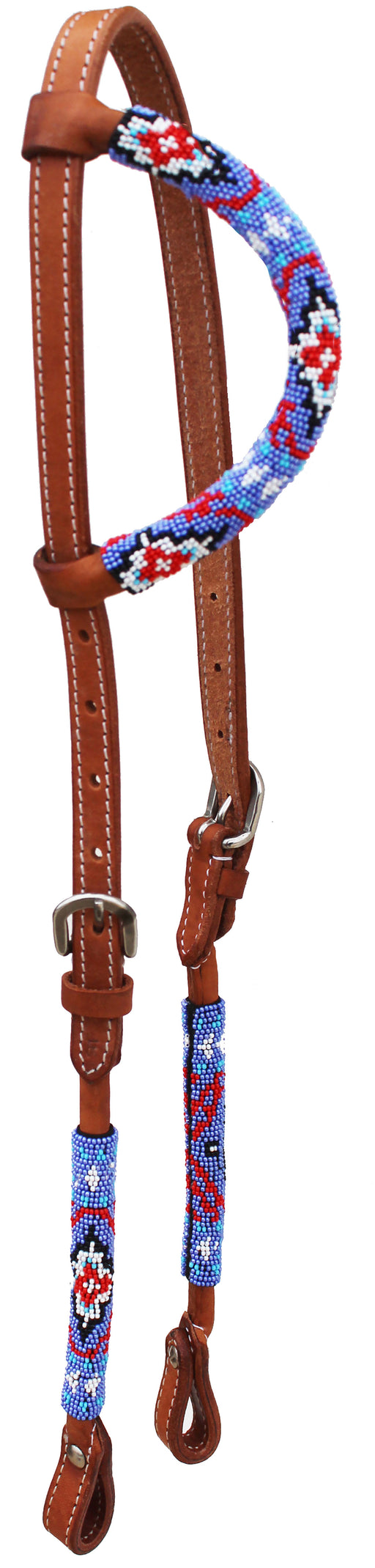 Horse Show Bridle Western Leather Horse Show Tack One Ear Beaded Headstall 79108HA