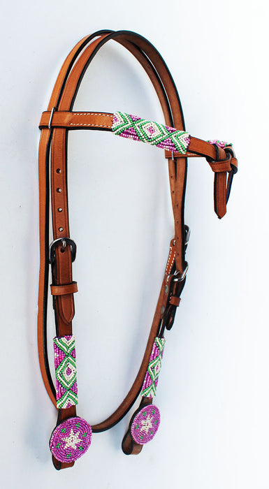 Horse Show Bridle Western Leather Headstall  7941HB