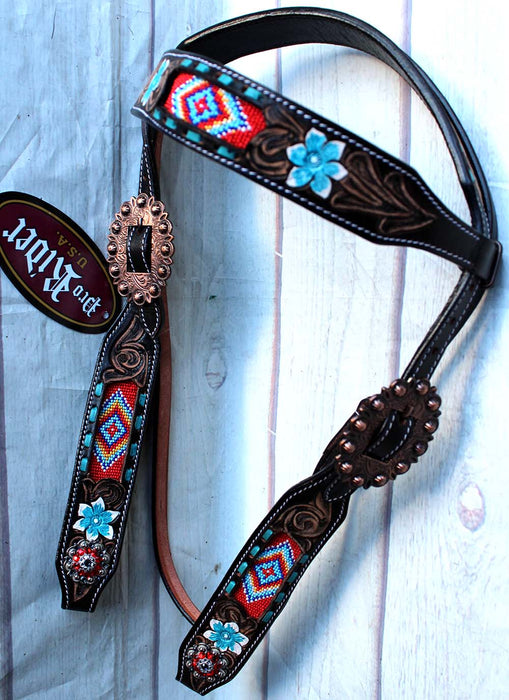 Horse Show Bridle Western Leather Headstall Barrel Rodeo Tack Carved  7987HB