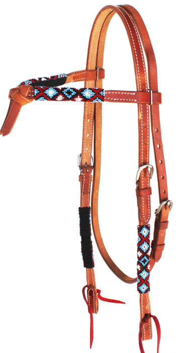 Horse Show Bridle Western Leather Headstall Beaded 79RT02