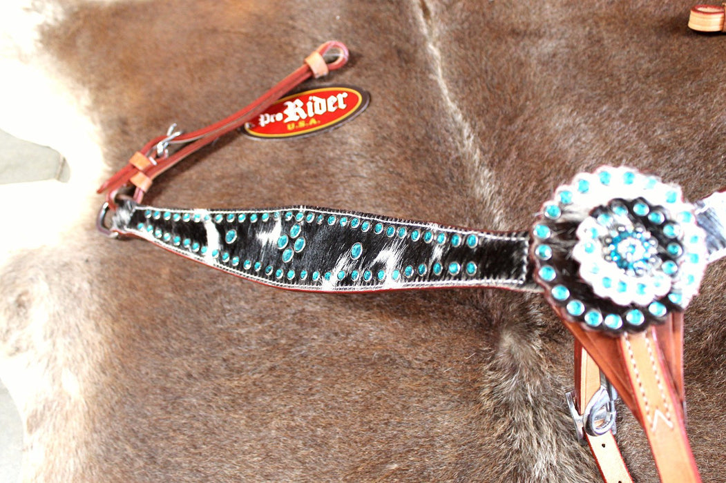 Horse Tack Bridle Western Leather Headstall Turquoise 80151