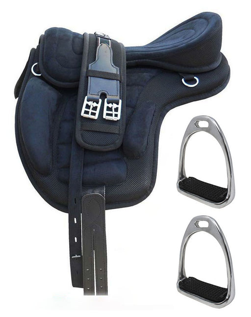 English Horse Professional Equine Synthetic Treeless Saddle Stirrups 80201BK