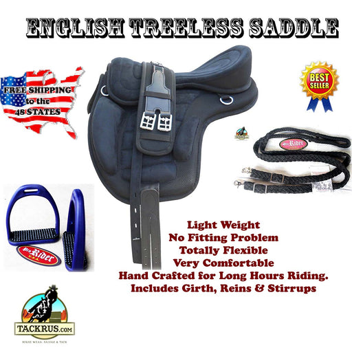 English Horse Professional Equine Synthetic Treeless Saddle Stirrups 80201BK