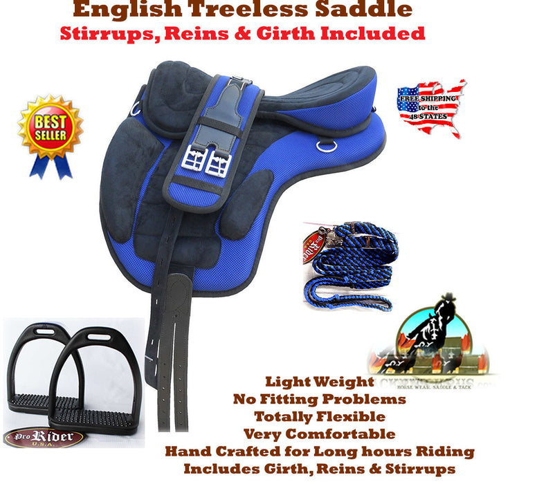 English Horse Professional Equine Synthetic Treeless Saddle Stirrups 80201BL