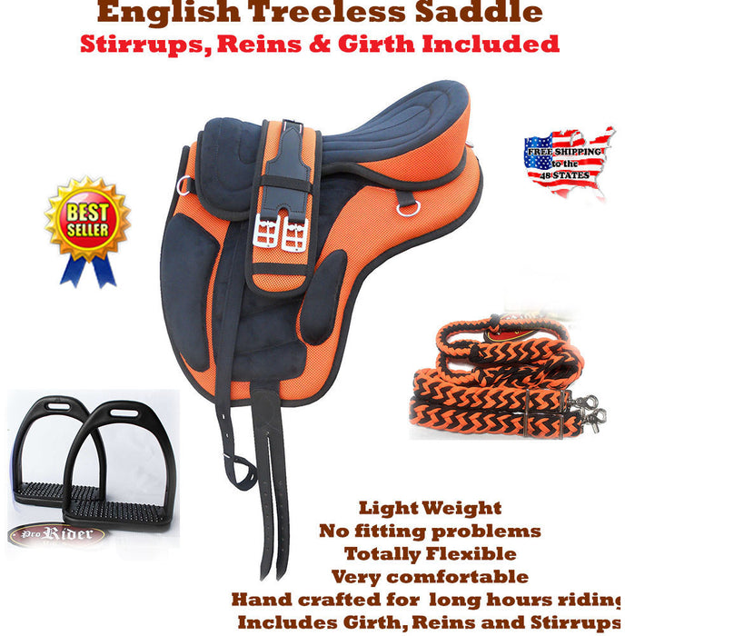 English Horse Professional Equine Synthetic Treeless Saddle Stirrups 80201OR