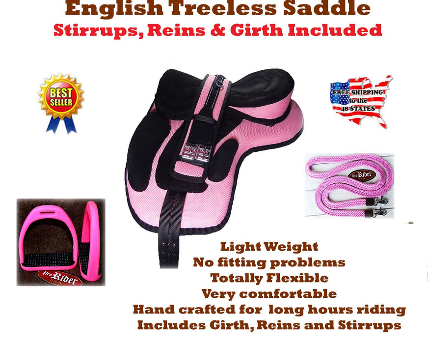 English Horse Professional Equine Synthetic Treeless Saddle Stirrups 80201PK