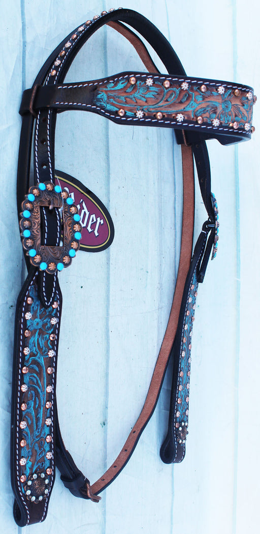 Horse Tack Bridle Western Leather Headstall Dark Brown 80215HB