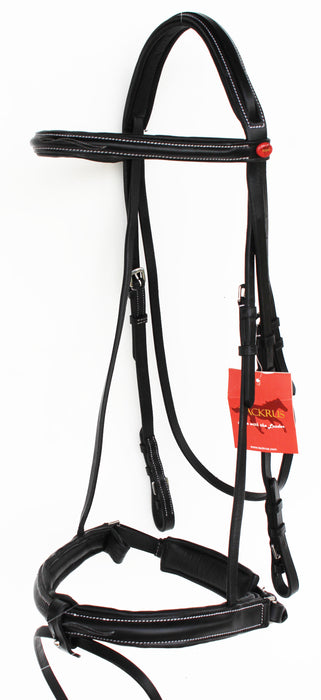 Horse English Padded Leather Raised Flash Bridle Reins Full 803127F