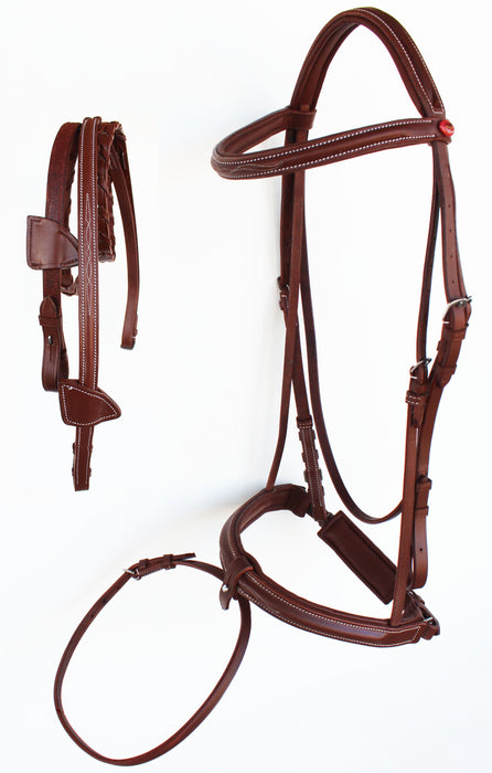 Horse English Padded Leather COB Riding Raised Flash Bridle Reins 803127C