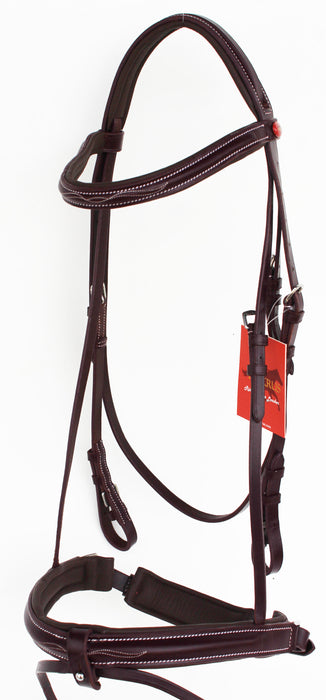 Horse English Padded Leather Raised Flash Bridle Reins Full 803127F
