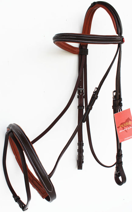 Horse English Padded Leather Raised Adjustable Flash Bridle Reins Full 803439