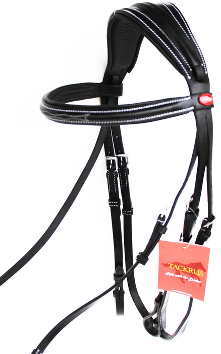 Horse English Padded Leather  Raised Adjustable Padded  Flash Bridle Reins 803440