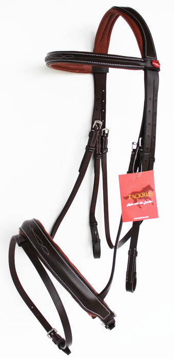 Horse English Padded Leather Raised Adjustable Flash Bridle Reins Full 803442