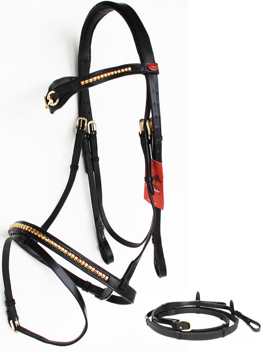 Horse English Padded Leather  Jumping Adjustable Fancy Bridle Full 803449F