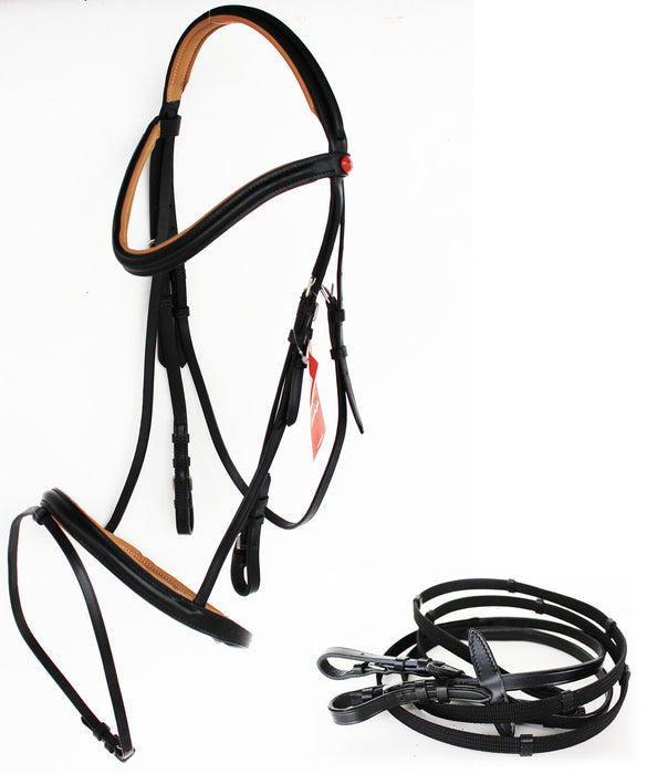 Horse English Padded Leather  Jumping Adjustable Bridle Full 803461F