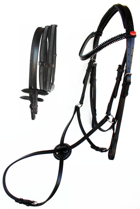 English Horse Padded Figure Eight Leather Adjustable Jumping Bridle 803475