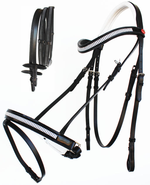 English Horse All Purpose Padded Leather Removeable Flash Bridle Reins 803478