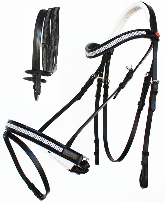 English Horse All Purpose Padded Leather Removeable Flash Bridle Reins 803478