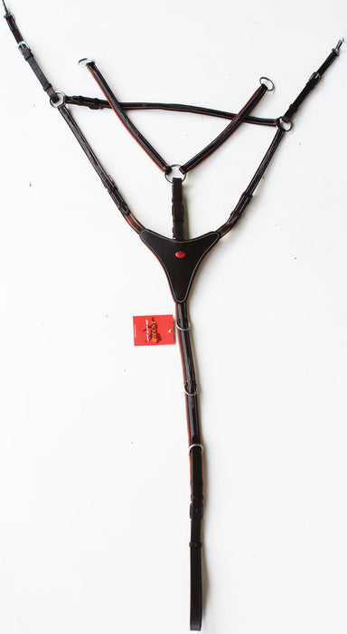 Horse English Padded Leather Tack Raised Stitching Breastplate 803931F
