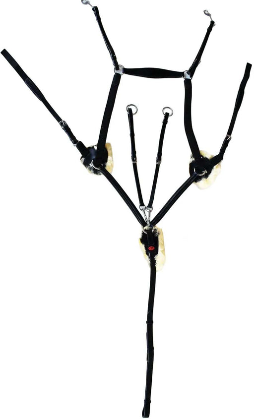 Horse English Padded Leather 5-Point Raised  Breastplate with Original Lamb Fur Padding 803933C