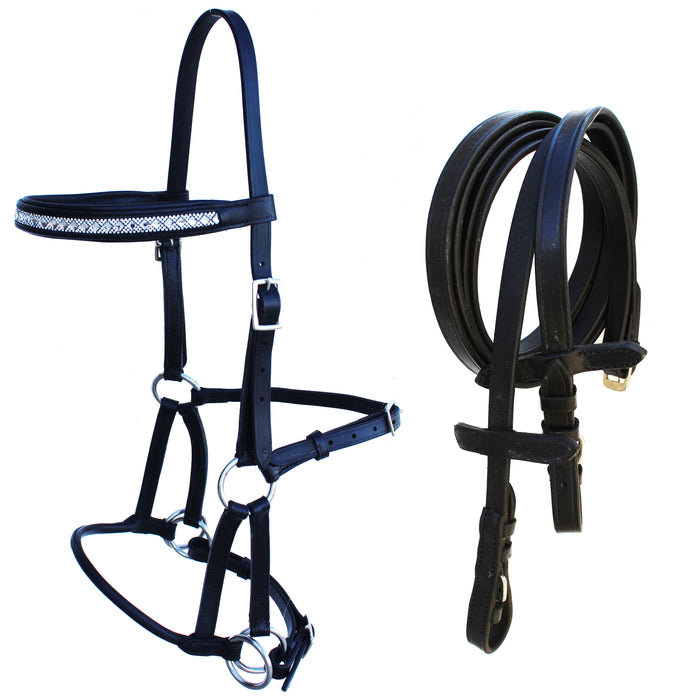 English Horse Black Leather All-Purpose Trail Bridle Reins 803AXBK