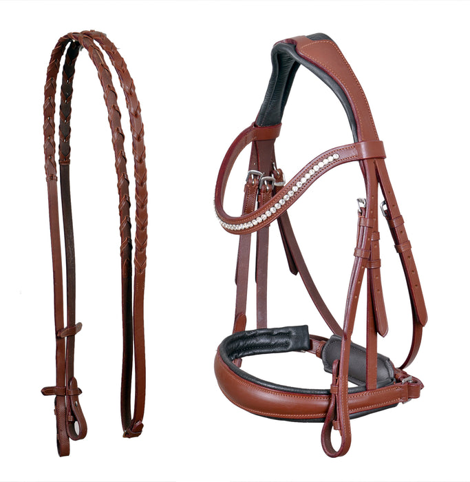 English All-Purpose Pleasure Padded Leather Bridle Reins 803HI01