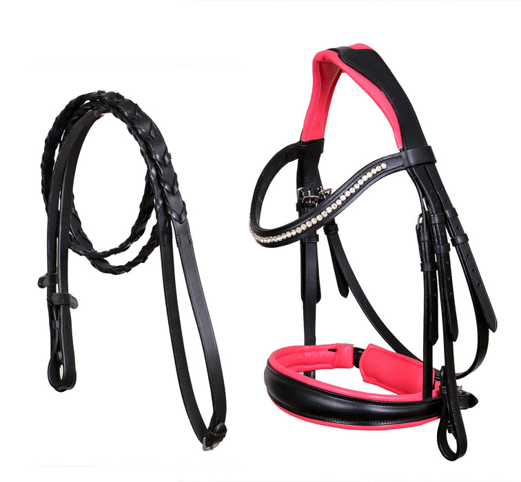 English All-Purpose Pleasure Padded Leather Bridle Reins 803HI02