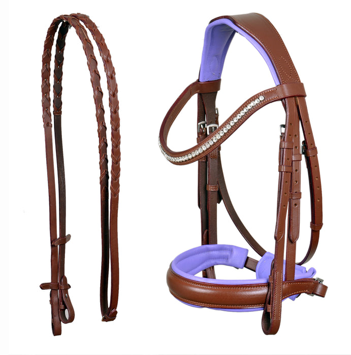 Cob English All-Purpose Pleasure Brown Padded Leather Bridle Reins 803HI03PK-C