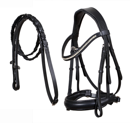 Horse English All-Purpose Pleasure Black Padded Leather Bridle Reins 803HI04BK-F