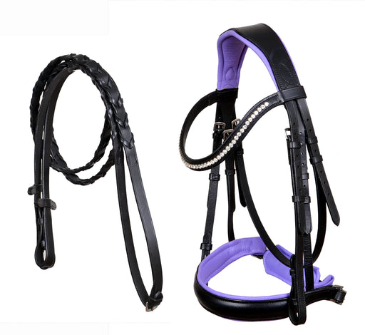 Horse English All-Purpose Pleasure Black Padded Leather Bridle Reins 803HI04PR-F