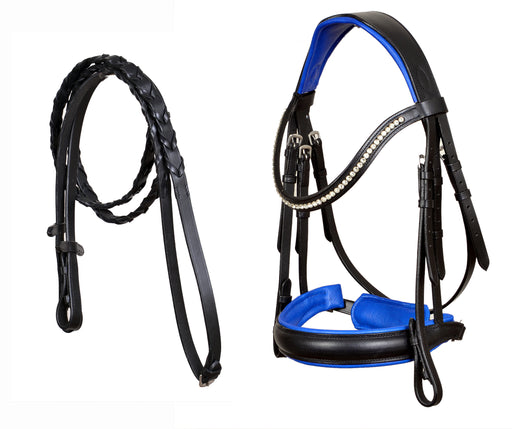 Horse English All-Purpose Pleasure Black Padded Leather Bridle Reins 803HI04RB-F