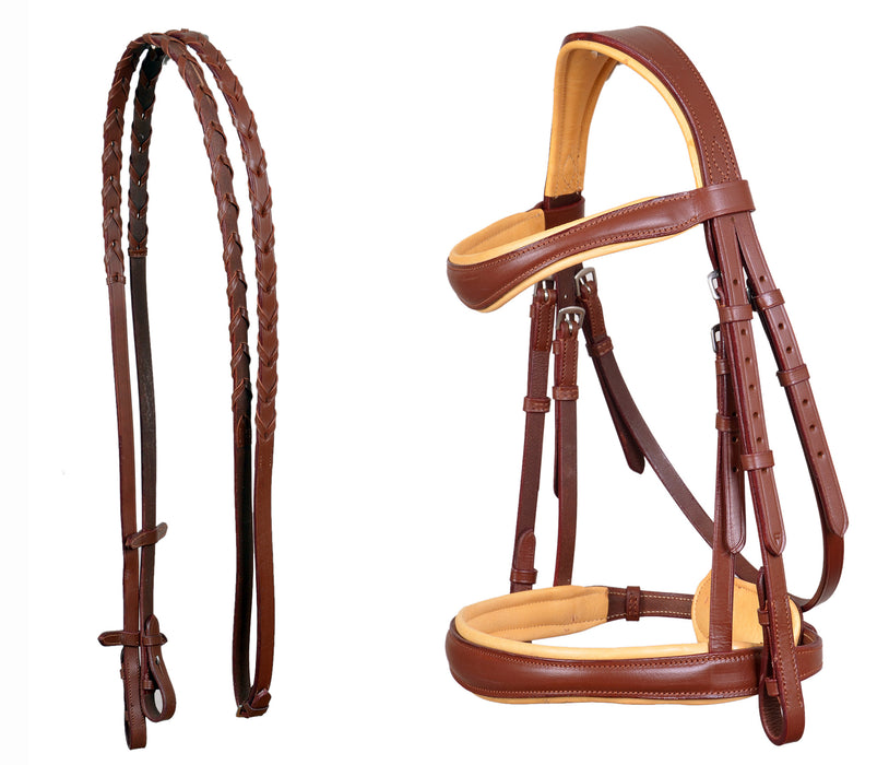 Cob English All-Purpose Pleasure Brown Padded Leather Bridle Reins 803HI05BE-C