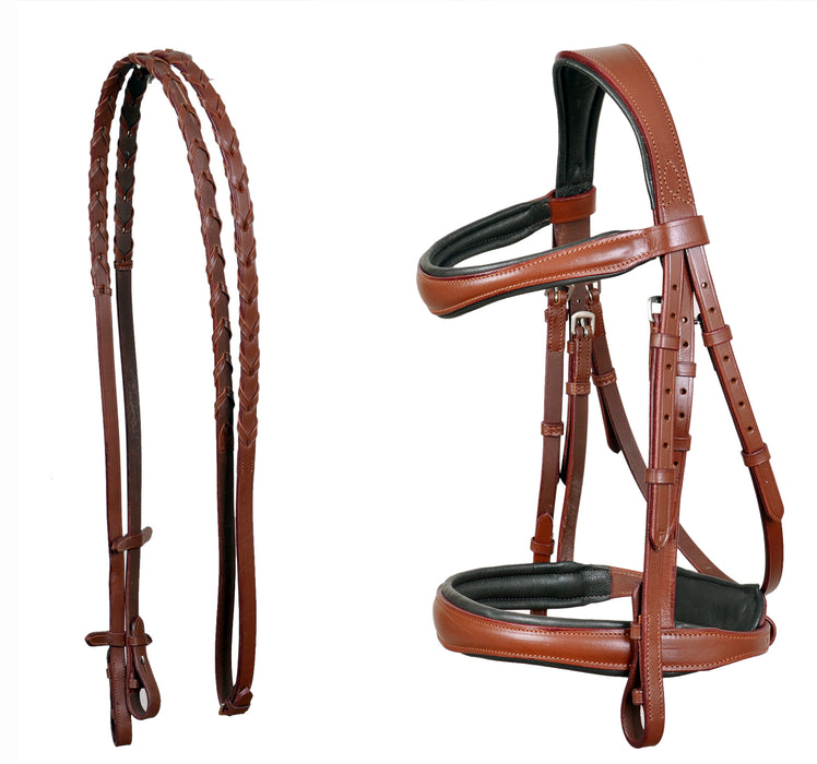 Cob English All-Purpose Pleasure Brown Padded Leather Bridle Reins 803HI05DB-C