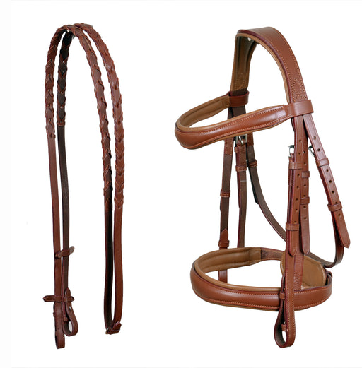 Horse English All-Purpose Pleasure Brown Padded Leather Bridle Reins 803HI05LB-F