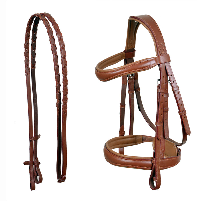 Cob English All-Purpose Pleasure Brown Padded Leather Bridle Reins 803HI05LB-C