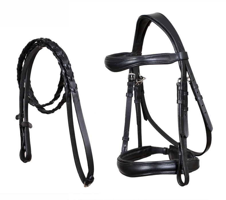 Horse English All-Purpose Pleasure Black Padded Leather Bridle Reins 803HI06BK-F