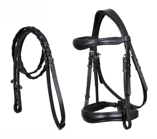 Horse English All-Purpose Pleasure Black Padded Leather Bridle Reins 803HI06BK-F