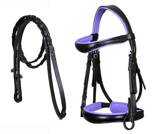Horse English All-Purpose Pleasure Black Padded Leather Bridle Reins 803HI06PR-F