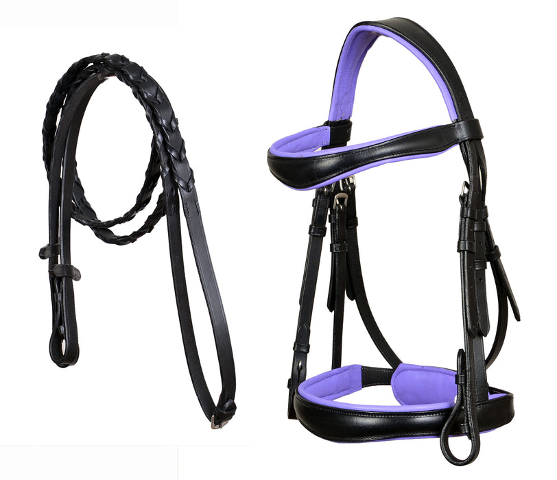 Cob English All-Purpose Pleasure Black Padded Leather Bridle Reins 803HI06PR-C